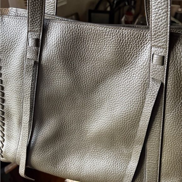 AllSaints Ray East West Pebbled Leather Tote Bag and Leather Pouch - Picture 3 of 10